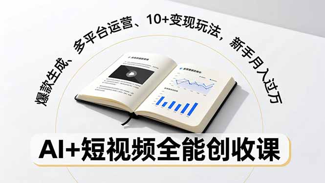 AI+短视频全能创收课，爆款生成、多平台运营、10+变现玩法，新手月入过万-网创资源站