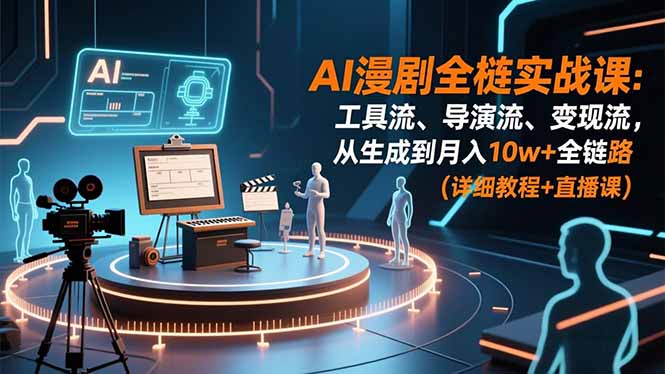 AI漫剧全栈实战课：工具流、导演流、变现流，从生成到月入10w+全链路 (详细教程+直播课-网创资源站