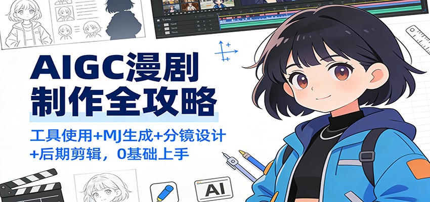 AIGC漫剧制作全攻略：工具使用+MJ生成+分镜设计+后期剪辑，0基础上手-网创资源站