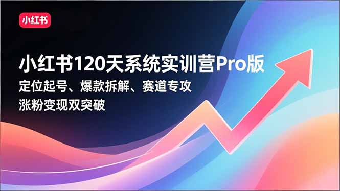 小红书120天系统实训营Pro版，定位起号、爆款拆解、赛道专攻，实现涨粉变现双突破-网创资源站