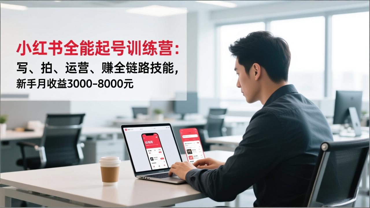 小红书全能起号训练营：写、拍、运营、赚全链路技能，新手月收益3000-8000元-网创资源站