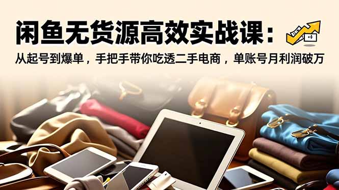 闲鱼无货源高效实战课：从起号到爆单，手把手带你吃透二手电商，单账号月利润破万-网创资源站