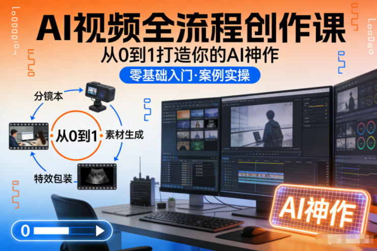 AI视频全流程创作课，从0到1打造你的AI神作-网创资源站