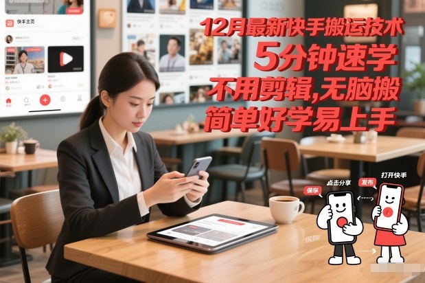 12月最新快手搬运技术，5分钟速学，不用剪辑无脑搬，简单好学易上手-网创资源站