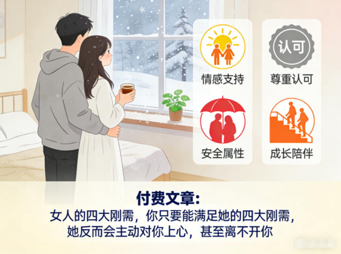 付费文章：女人的四大刚需，你只要能满足她的四大刚需，她反而会主动对你上心，甚至离不开你-网创资源站
