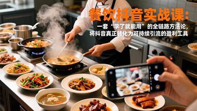餐饮抖音实战课：一套“学了就能用”的全链路方法论，将抖音真正转化为可持续引流的盈利工具-网创资源站