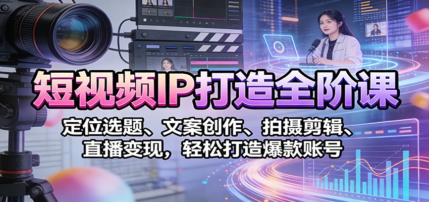 短视频IP打造全阶课：定位选题、文案创作、拍摄剪辑、直播变现，轻松打造爆款账号-网创资源站