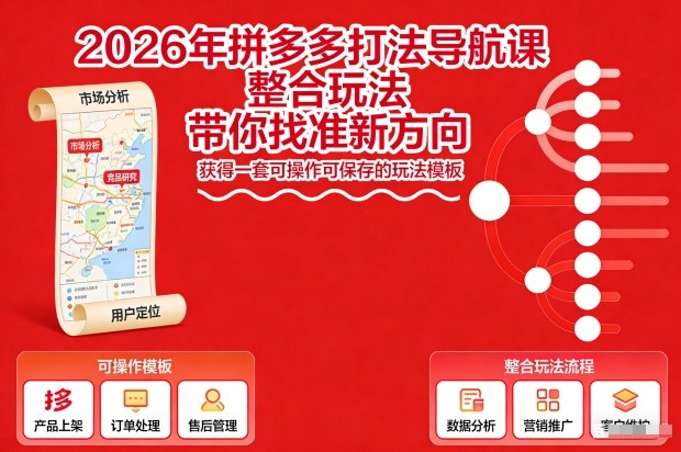 2026年拼多多打法导航课，整合玩法，带你找准新方向，获得一套可操作可保存的玩法模板-网创资源站