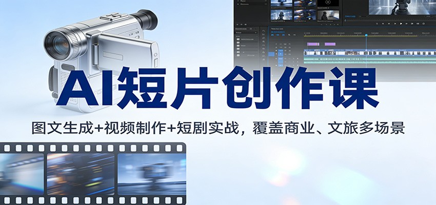 AI短片创作课：图文生成+ 视频制作+短剧实战，覆盖商业、 文旅多场景-网创资源站