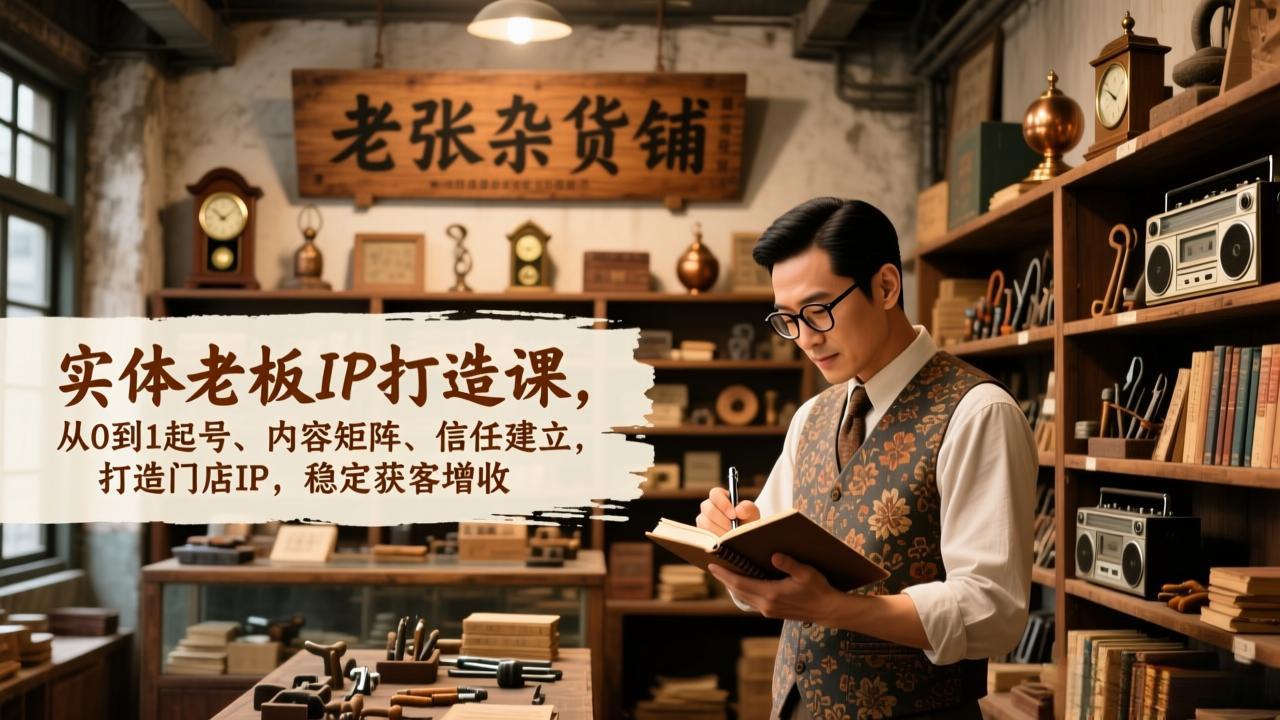 实体老板IP打造课，从0到1起号、内容矩阵、信任建立，打造门店IP，稳定获客增收-网创资源站