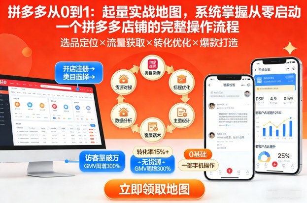 拼多多从0到1：起量实战地图，系统掌握从零启动一个拼多多店铺的完整操作流程-网创资源站