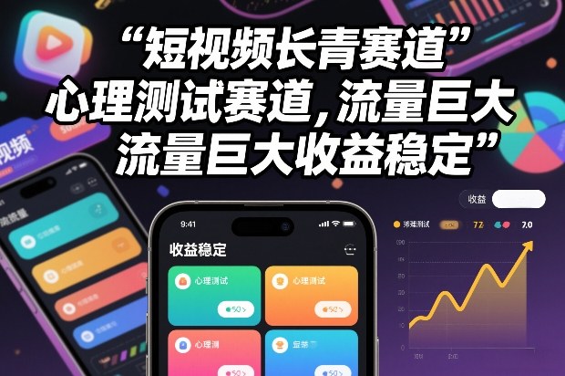 短视频长青赛道，心里测试赛道，流量巨大，收益稳定-网创资源站