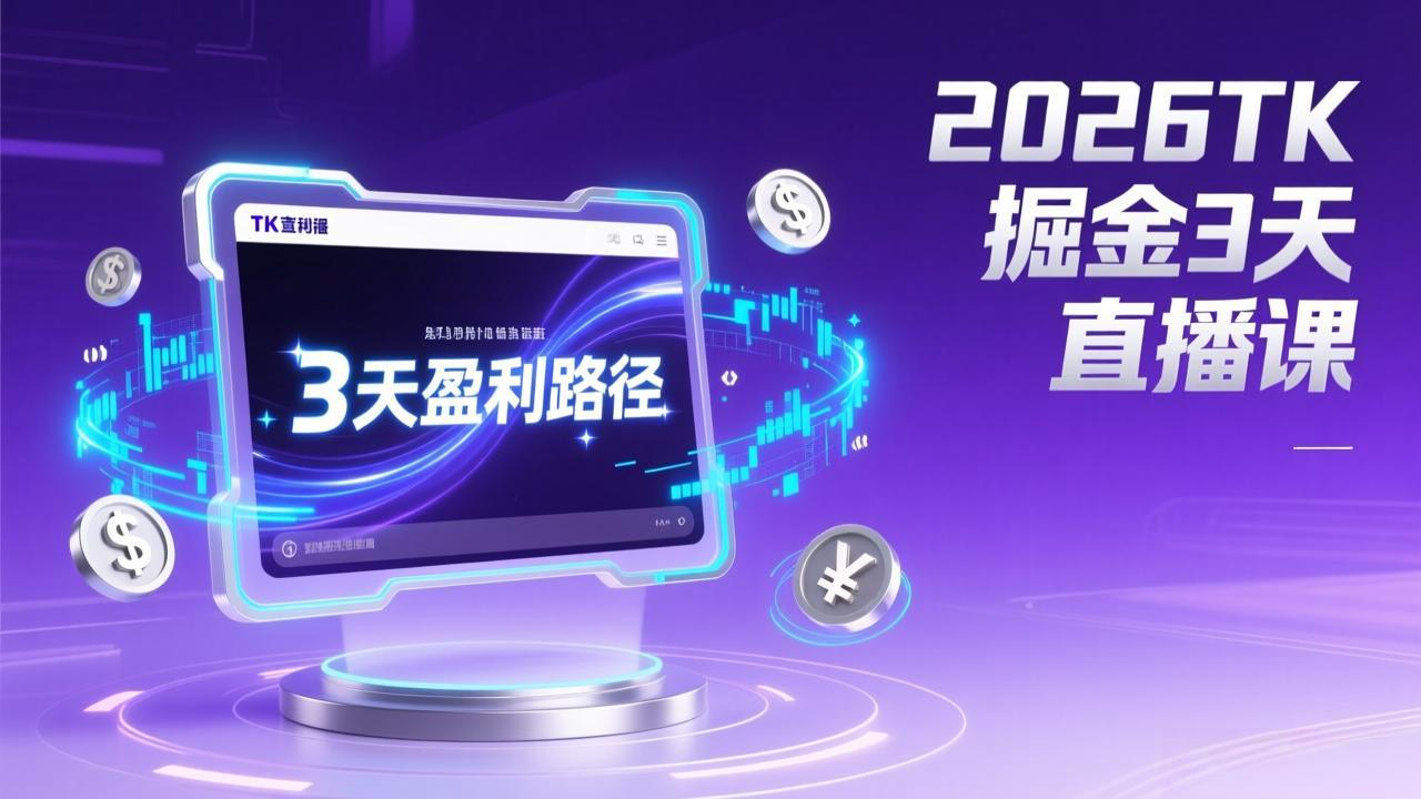 2026TK掘金直播课，起号涨粉+直播带货+商单变现+3天打通盈利路径，月入过万美金-网创资源站