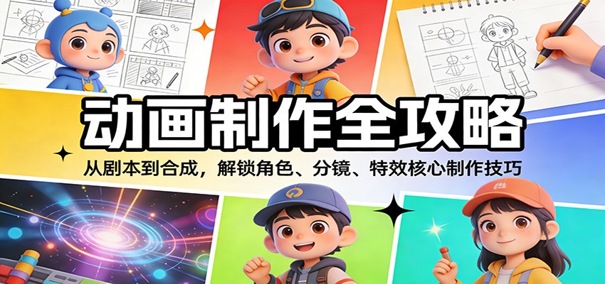 动画制作全攻略：从剧本到合成，解锁角色、分镜、特效核心制作技巧-网创资源站