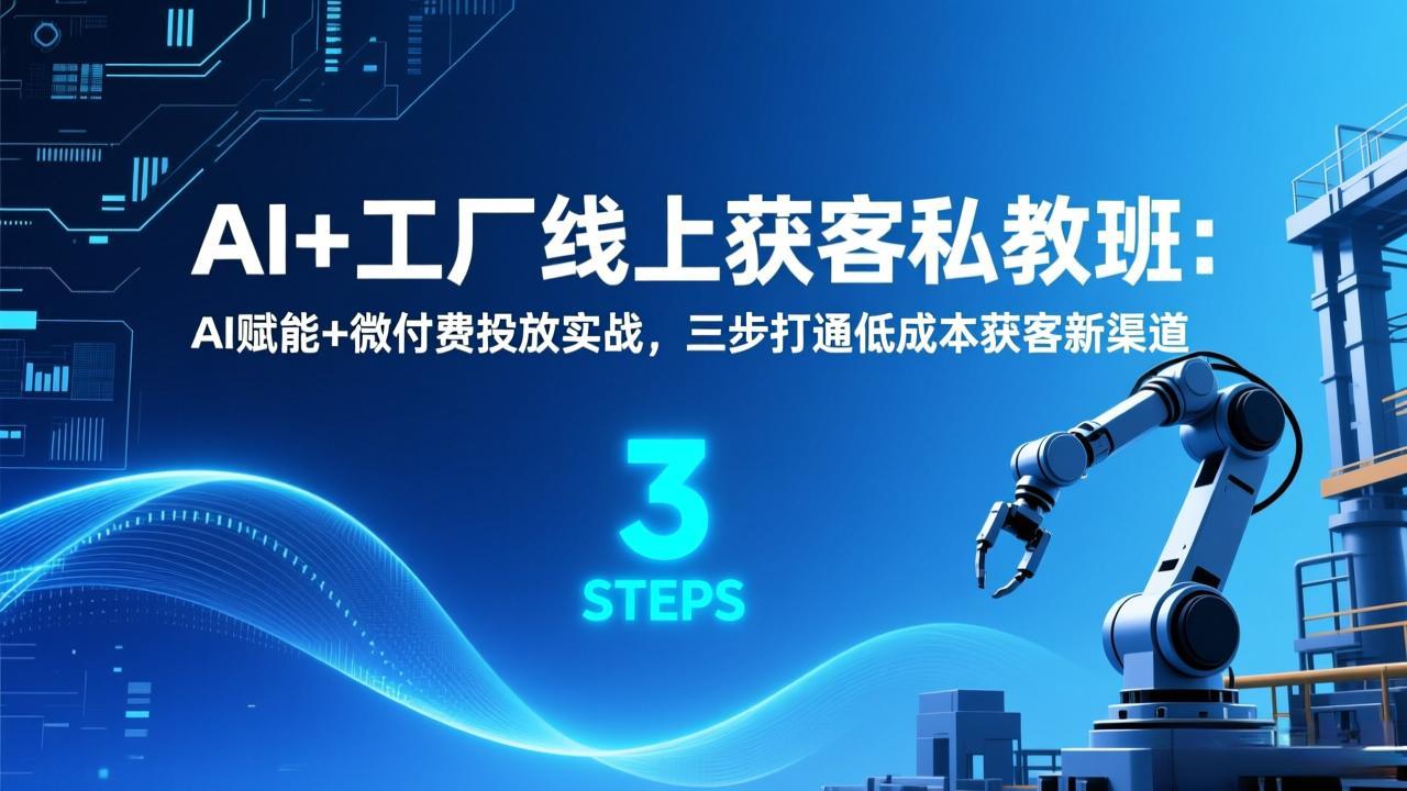 AI+工厂线上获客私教班:AI赋能+微付费投放实战,三步打通低成本获客新渠道-网创资源站