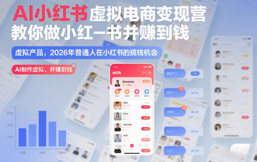 AI小红书虚拟电商变现营，教你做小红书并賺到钱，虚拟产品，2026年普通人在小红书的搞钱机会(更新中)-网创资源站