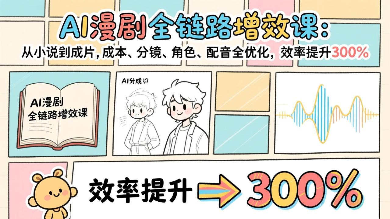 AI漫剧全链路增效课：从小说到成片，成本、分镜、角色、配音全优化，效率提升300%-网创资源站