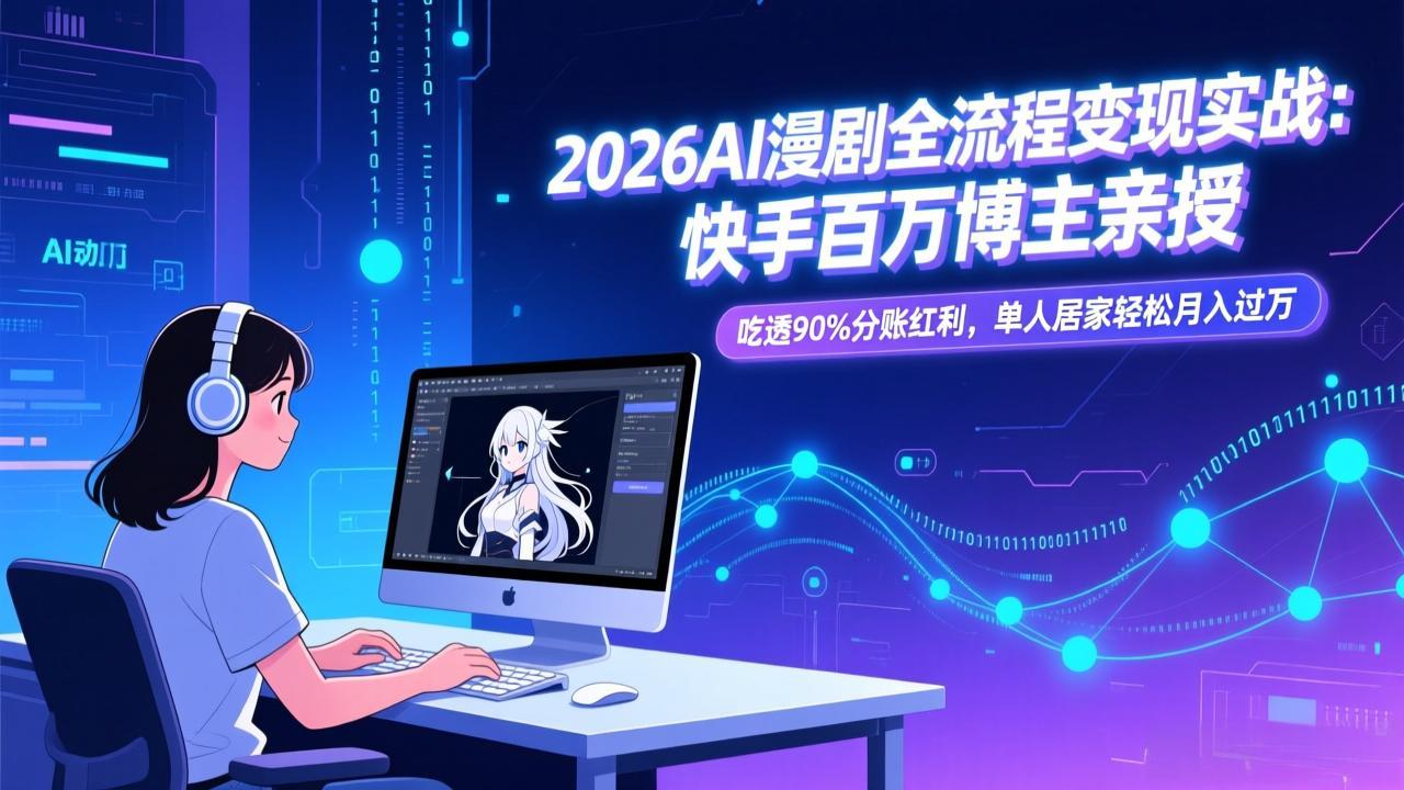 2026AI漫剧全流程变现实战：快手百万博主亲授，吃透90%分账红利，单人居家轻松月入过万-网创资源站