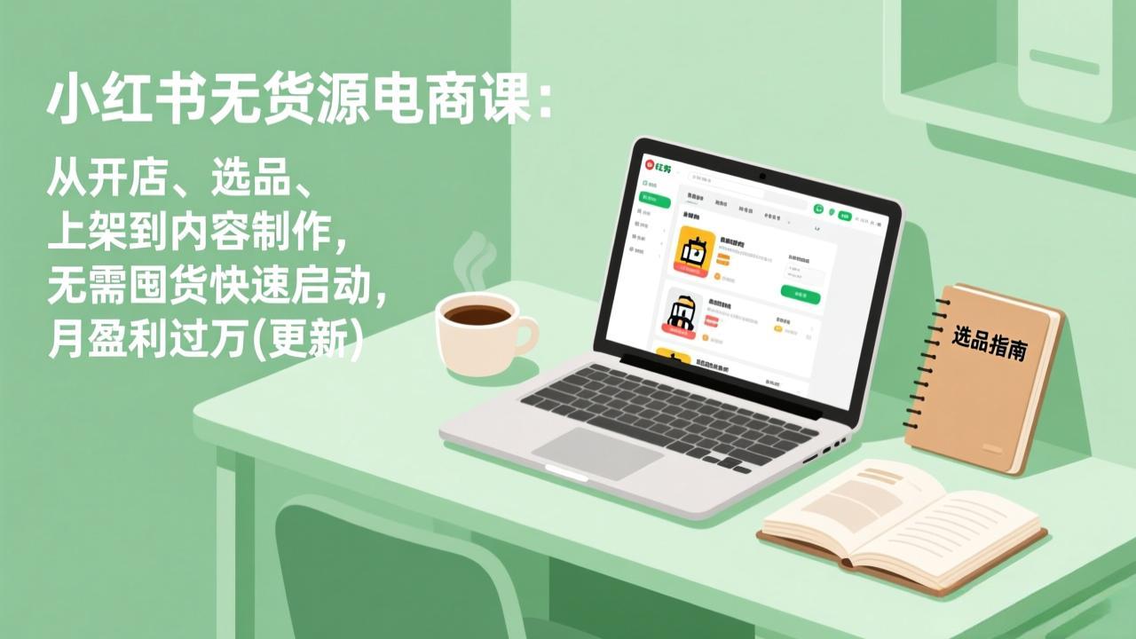 小红书无货源电商课：从开店、选品、上架到内容制作，无需囤货快速启动，月盈利过万(更新-网创资源站