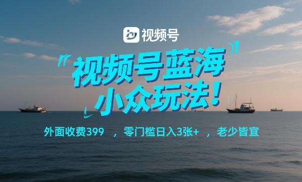 视频号蓝海小众玩法！外面收费399，零门槛日入3张+，老少皆宜-网创资源站