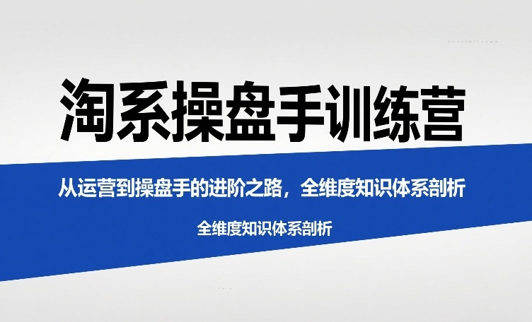 淘系操盘手训练营，从运营到操盘手的进阶之路，全维度知识体系剖析-网创资源站
