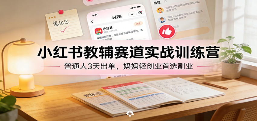 小红书教辅赛道实战训练营：普通人3天出单，妈妈轻创业首选副业-网创资源站