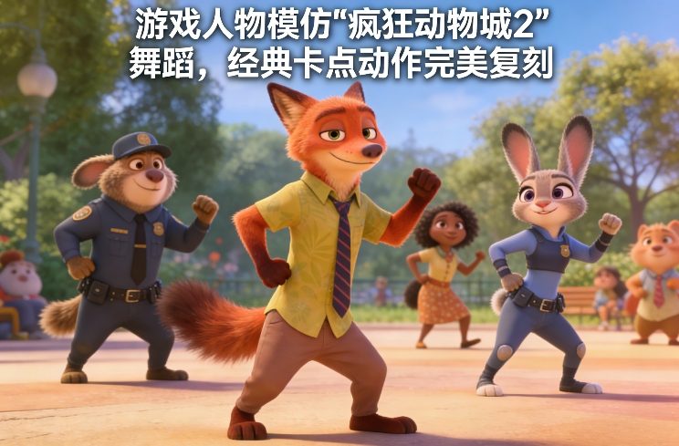 游戏人物模仿“疯狂动物城2”舞蹈，经典卡点动作完美复刻-网创资源站