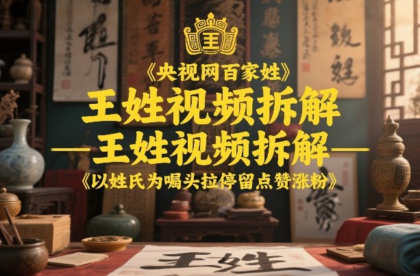 央视网百家姓–王姓视频拆解，以姓氏为噱头拉停留点赞涨粉-网创资源站