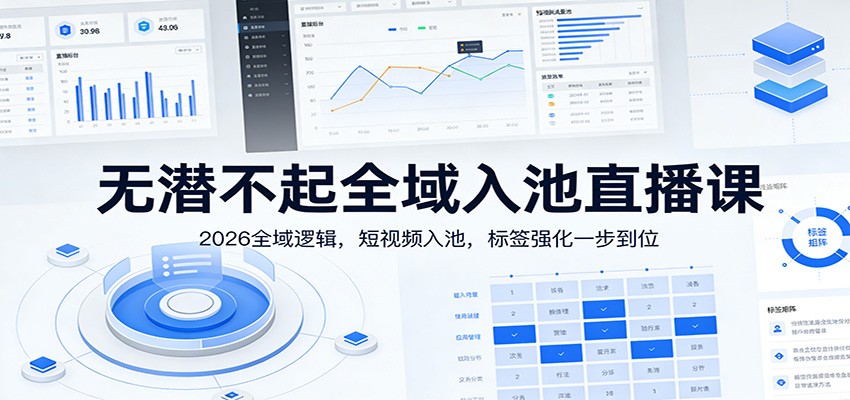 无潜不起全域入池直播课：2026全域逻辑，短视频入池，标签强化一步到位-网创资源站