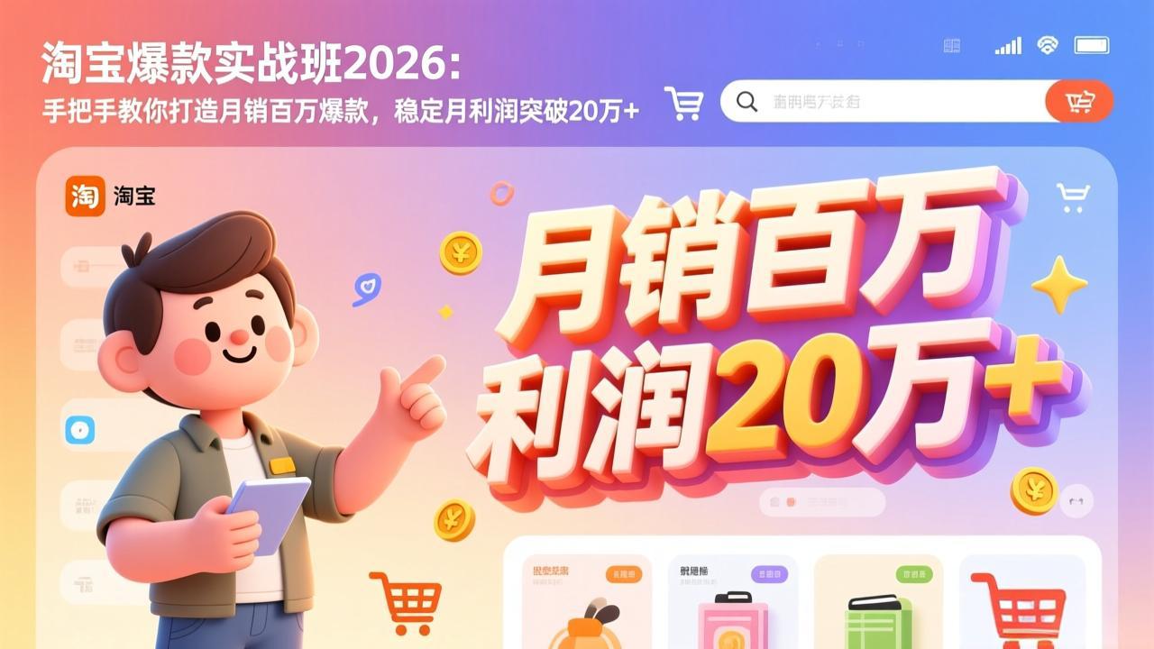 淘宝爆款实战班-2026年2月更新：手把手教你打造月销百万爆款，稳定月利润突破20万+-网创资源站