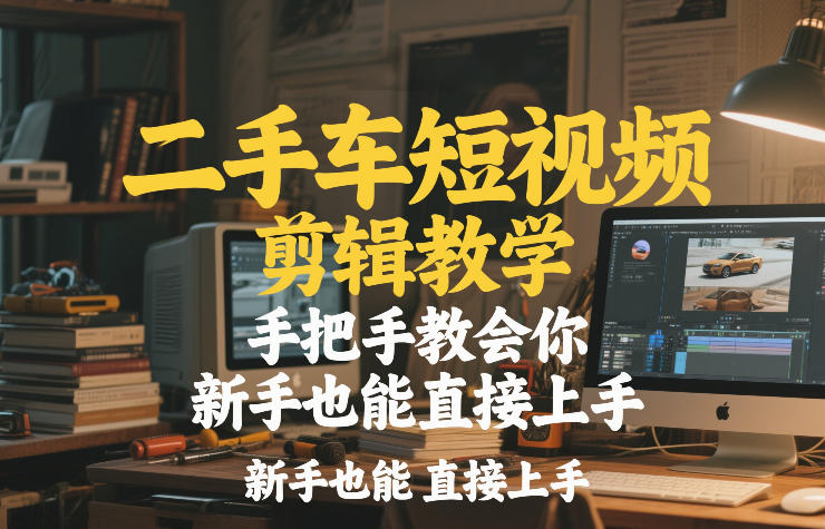 二手车短视频剪辑教学，手把手教会你，新手也能直接上手-网创资源站