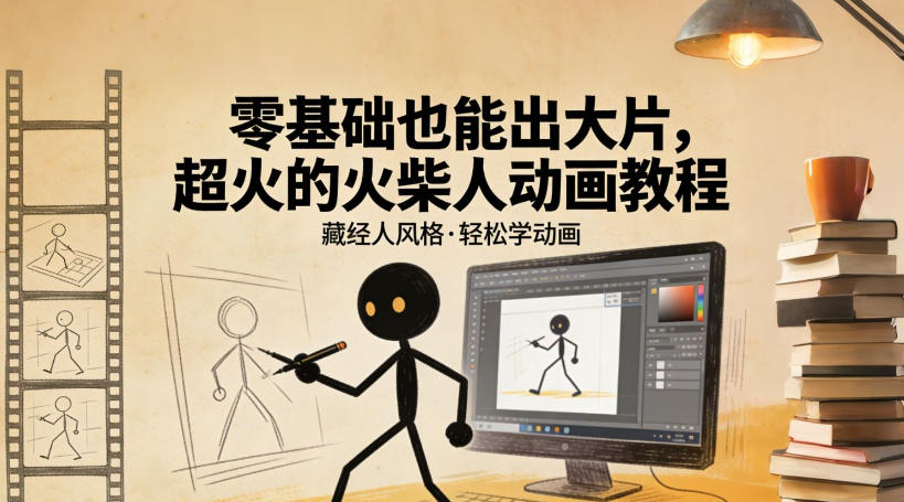 零基础也能出大片，超火的火柴人动画教程(藏经人风格)-网创资源站