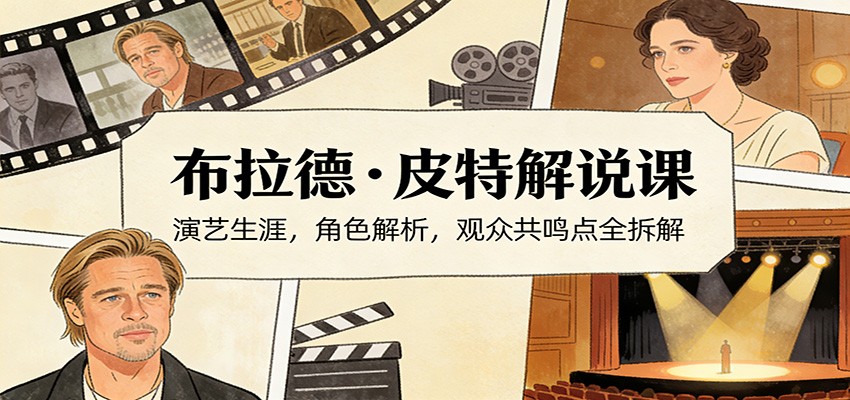 演员说-布拉德.皮特解说课：演艺生涯，角色解析，观众共鸣点全拆解-网创资源站