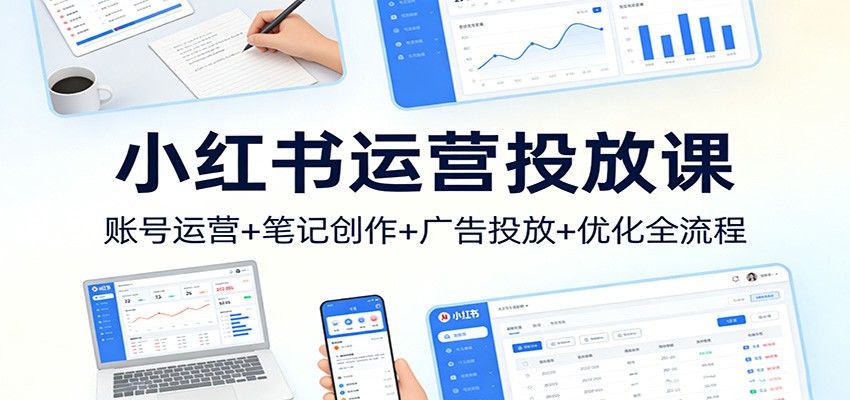 小红书运营投放课：账号运营+笔记创作+广告投放+优化全流程-网创资源站