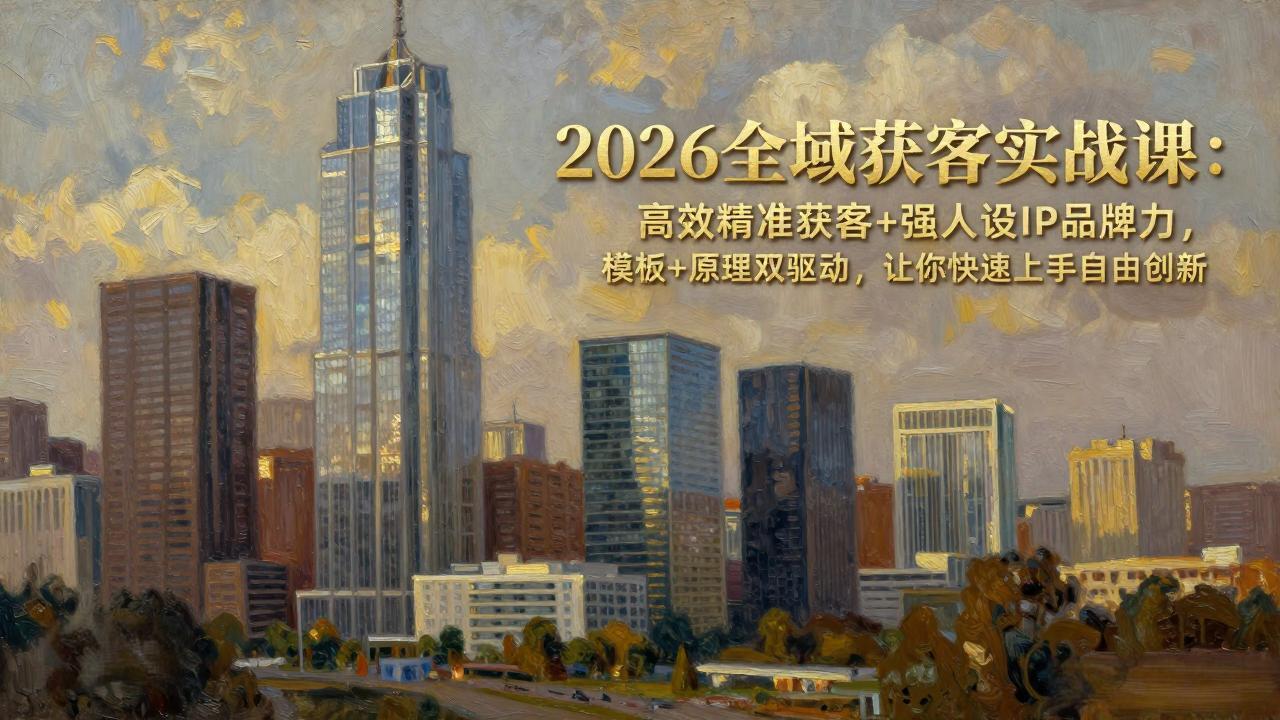 2026全域获客实战课：高效精准获客+强人设IP品牌力，模板+原理双驱动，让你快速上手自由创新-网创资源站