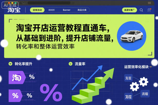 淘宝开店运营教程直通车，从基础到进阶，提升店铺流量，转化率和整体运营效率(更新26年3月)-网创资源站