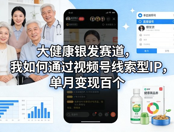 大健康银发赛道，我如何通过视频号线索型IP，单月变现百个-网创资源站