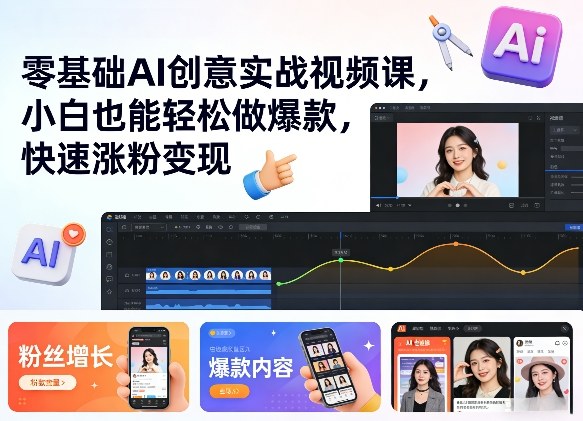 零基础AI创意实战视频课，小白也能轻松做爆款，快速涨粉变现-网创资源站