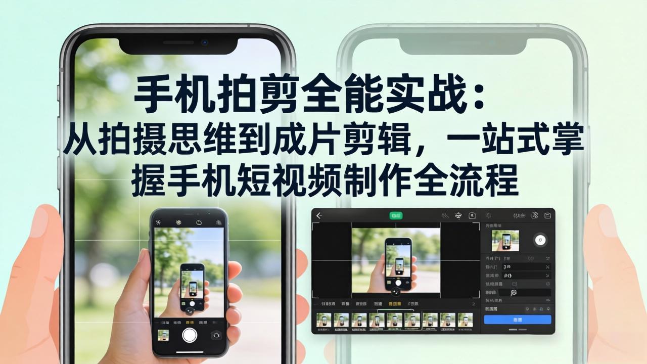 手机拍剪全能实战：从拍摄思维到成片剪辑，一站式掌握手机短视频制作全流程-网创资源站