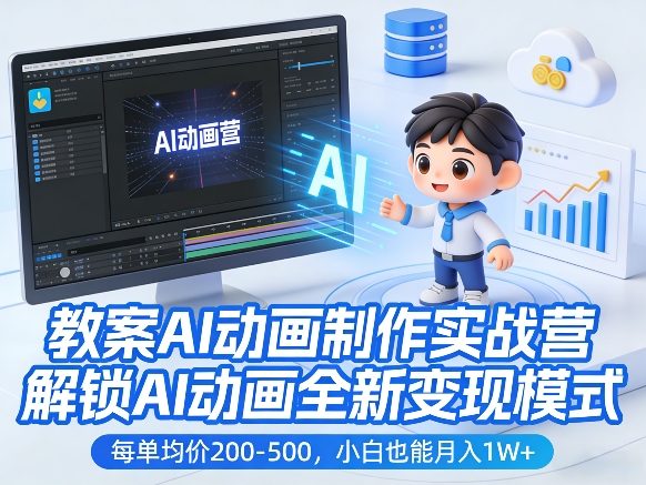 教案AI动画制作实战营，解锁AI动画全新变现模式，每单均价200-500，小白也能月入1W+-网创资源站