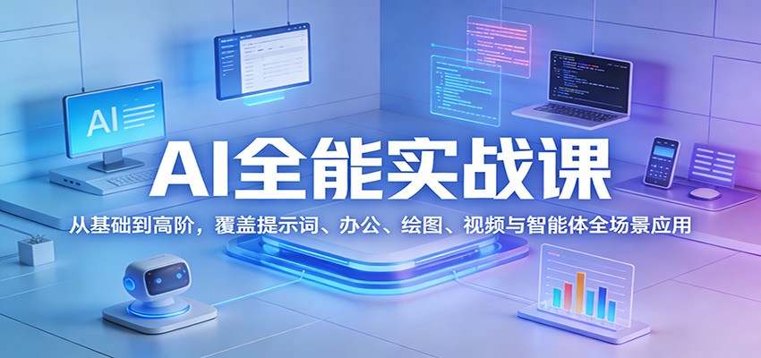 AI全能实战课：从基础到高阶，覆盖提示词、办公、绘图、视频与智能体全场景应用-网创资源站