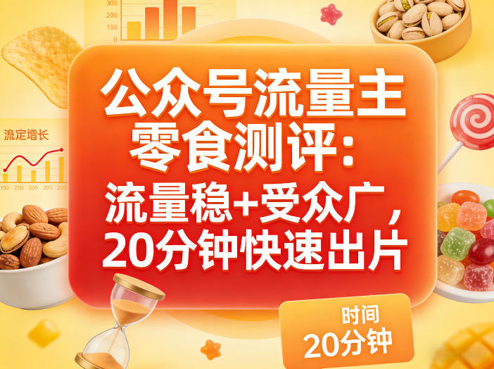 公众号流量主之零食测评赛道，流量稳+受众广，20分钟一条作品-网创资源站