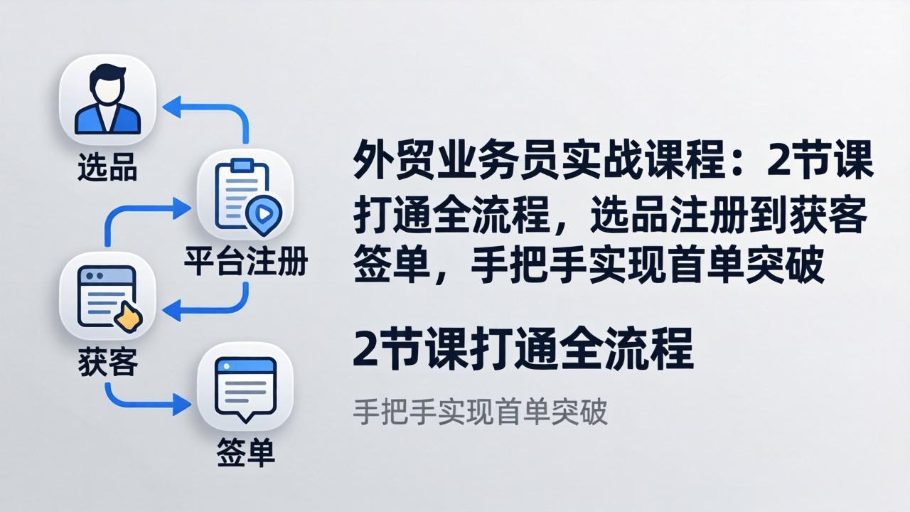 外贸业务员实战课程：2节课打通全流程，选品注册到获客签单，手把手实现首单突破-网创资源站