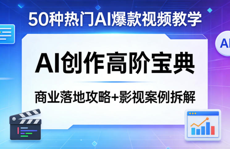 50种热门AI爆款视频教学，AI创作高阶宝典，商业落地攻略+影视案例拆解-网创资源站