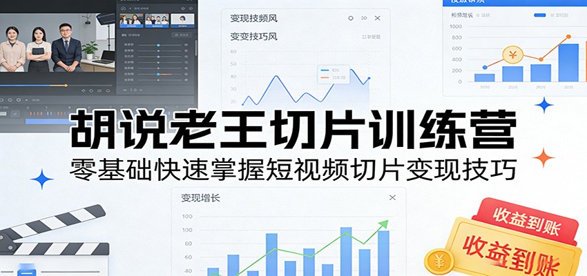 胡说老王切片训练营，零基础快速掌握短视频切片变现技巧-网创资源站