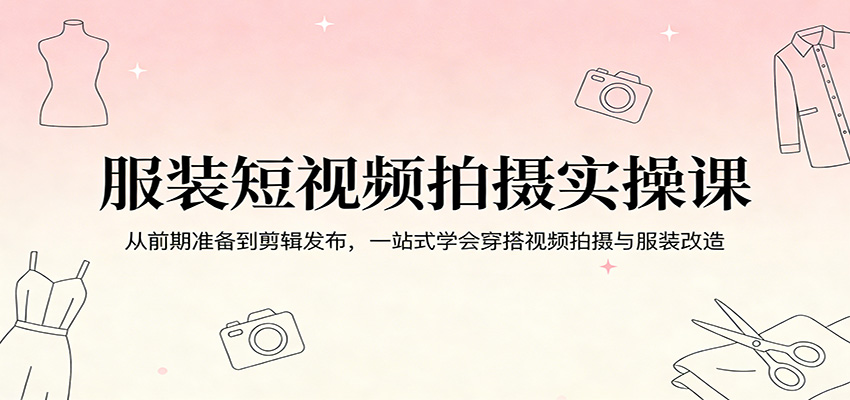 服装短视频拍摄实操课：从前期准备到剪辑发布，一站式学会穿搭视频拍摄与服装改造-网创资源站