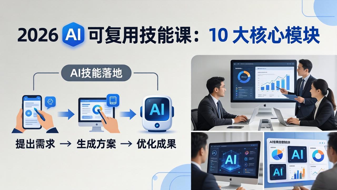 2026AI可复用技能-4月新课：10大核心模块，手把手教你把AI用进工作、产出成果-网创资源站