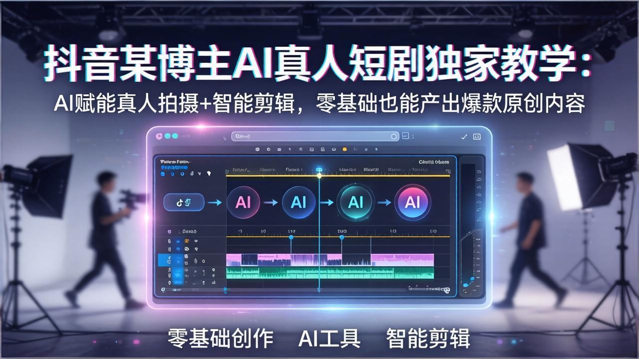 抖音某博主AI真人短剧独家教学：AI赋能真人拍摄+智能剪辑，零基础也能产出爆款原创内-网创资源站
