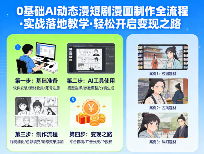 0基础AI动态漫短剧漫画制作全流程，实战落地教学，轻松开启变现之路-网创资源站