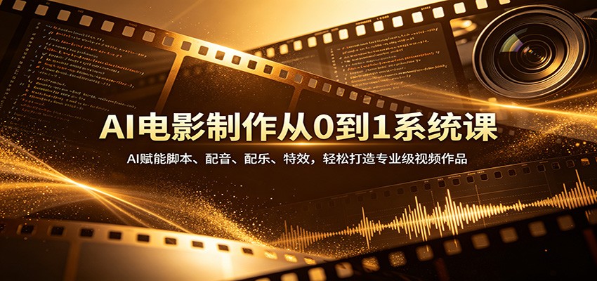 AI电影制作从0到1系统课：AI赋能脚本、配音、配乐、特效，轻松打造专业级视频作品-网创资源站